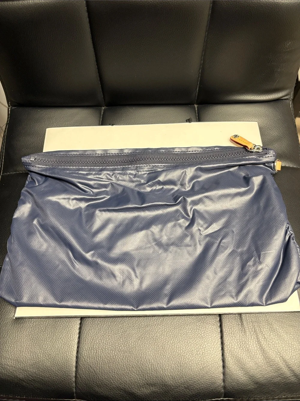 MZ Wallace Navy Zippered Travel Pouch with Leather Accent Brand new